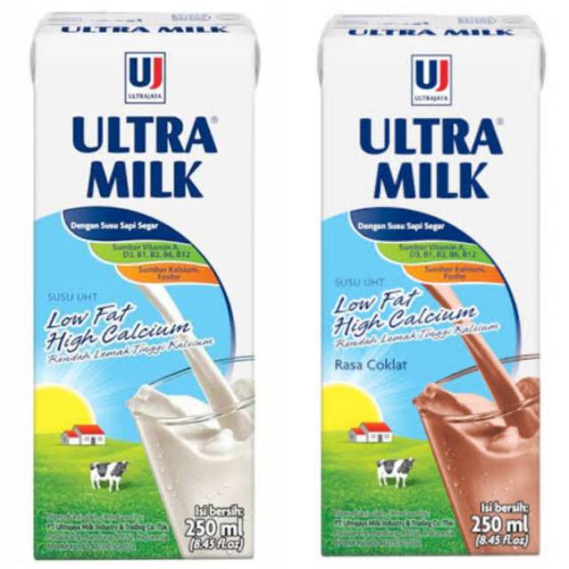 Susu Segar Ultra Milk 250ml UHT Low Rendah Lemak Fat High Hi Calcium