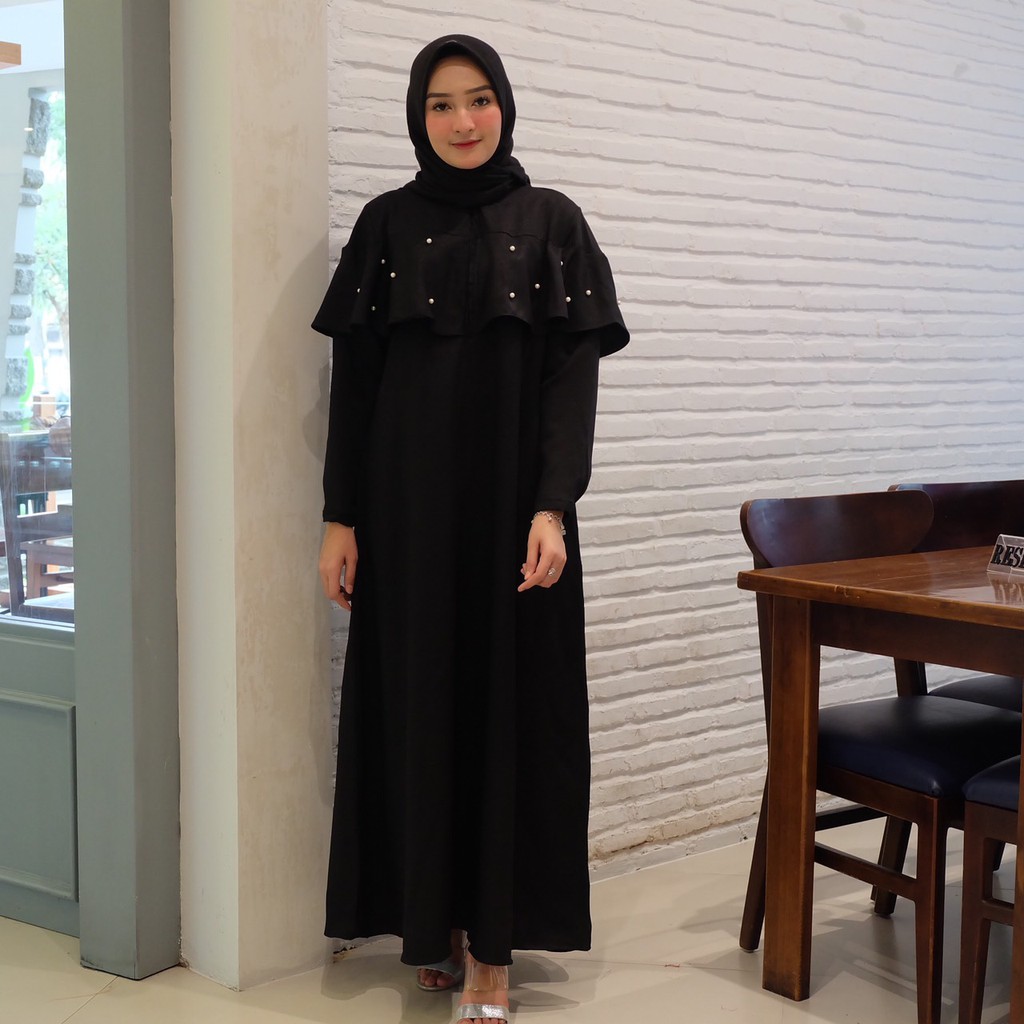 gamis Afra Hitam / Dresscantik / fashion / murah Shopee Indonesia