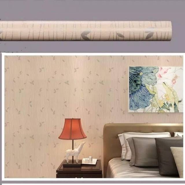 Jual Grosir Murah Wallpaper Dinding Coklat Cream Garis Daun Silver | Shopee Indonesia