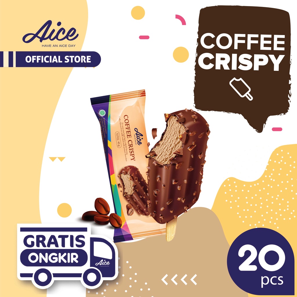 Jual Paket Aice Ice Cream Coffee Crispy Es Krim (isi 20 pcs) Eskrim