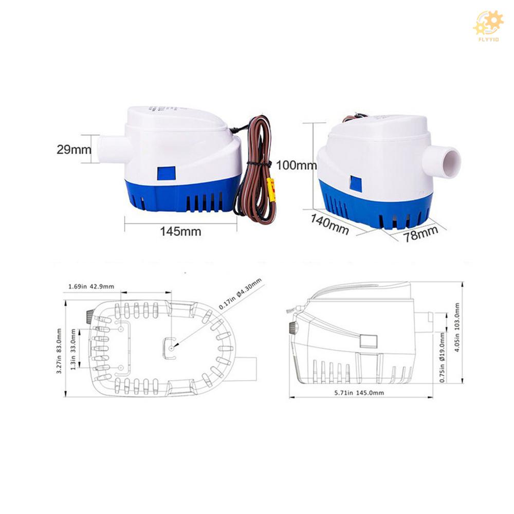 Jual (Fly) Pompa Air Elektrik Otomatis Dc12V / 24V 600 / 750 / 1100Gph Dengan Saklar Apung Untuk Perahu | Shopee Indonesia