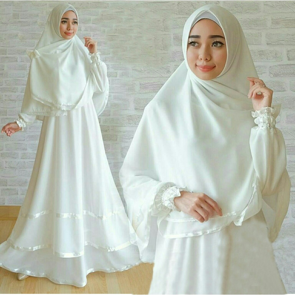 Gamis Putih Kombinasi Gold Arini Gambar