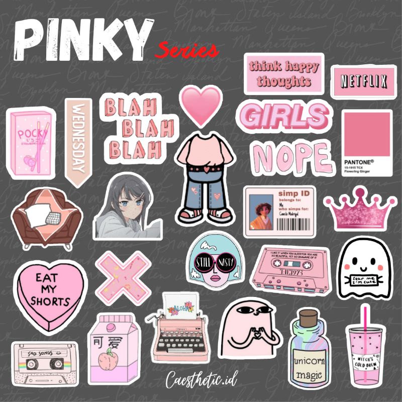 Jual [25PCS] STICKER TUMBLR PACK STICKER AESTHETIC STICKER PINK