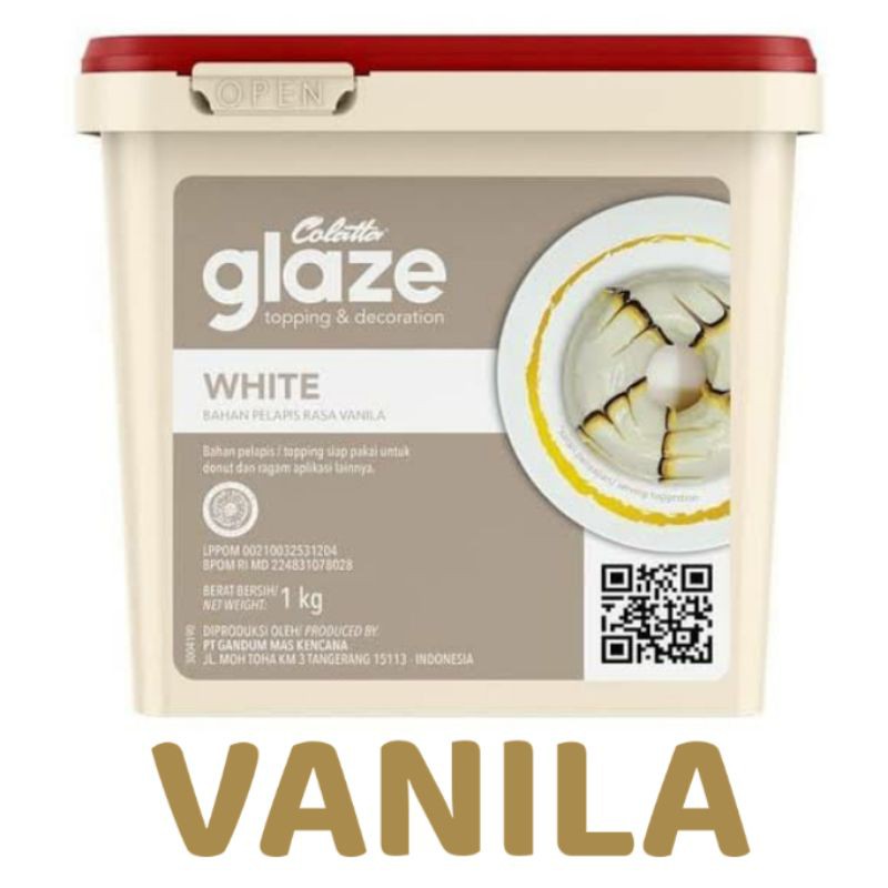 Colatta Glaze White Vanila 1 kg Topping donat Dip Glaze Vanilla bahan