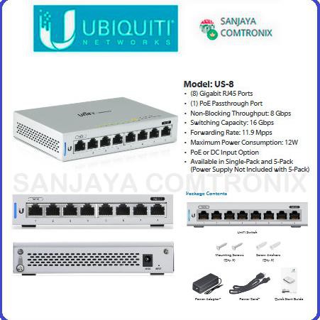 Jual Ubiquiti Unifi Switch 8-Port Managed Gigabit With 802.3Af Poe Us-8-60W Network | Shopee Indonesia