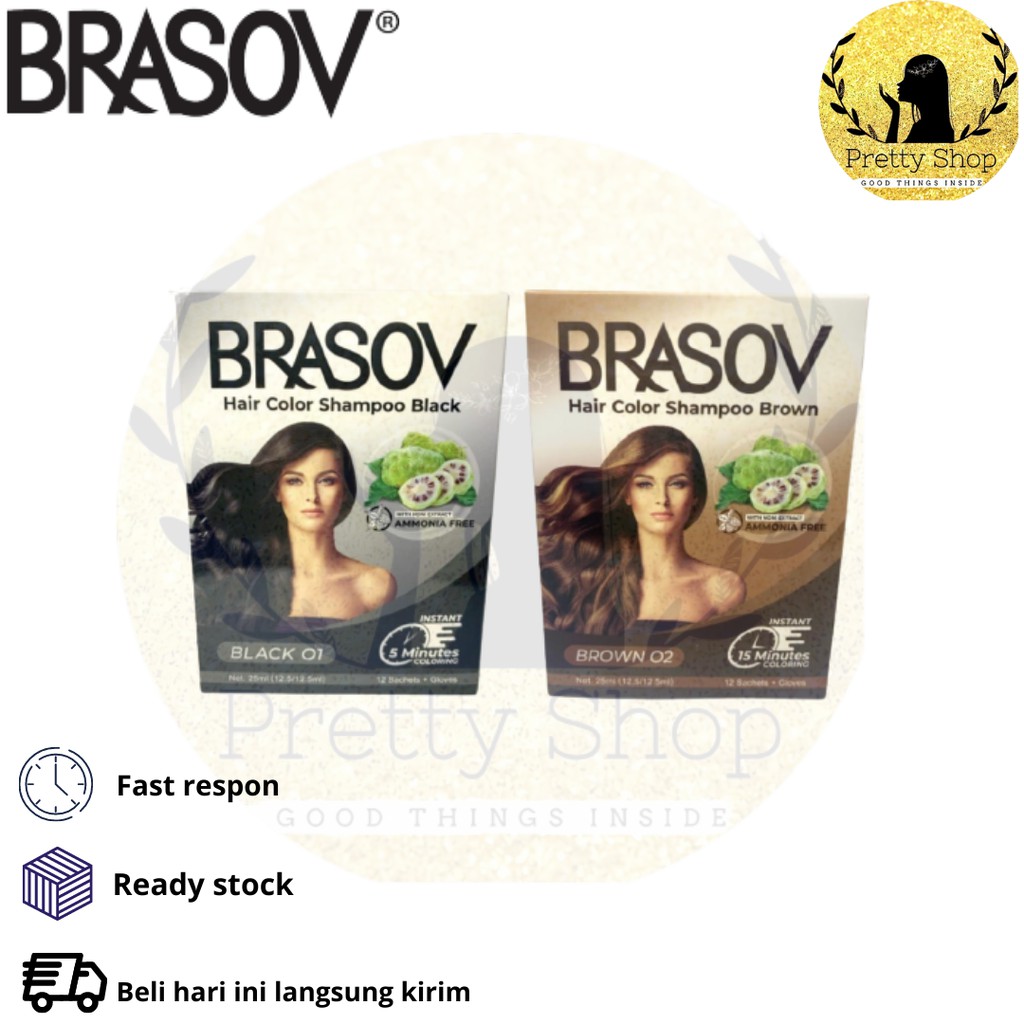 Jual BRASOV HAIR COLOUR SHAMPOO (PEWARNA RAMBUT HITAM DAN COKELAT