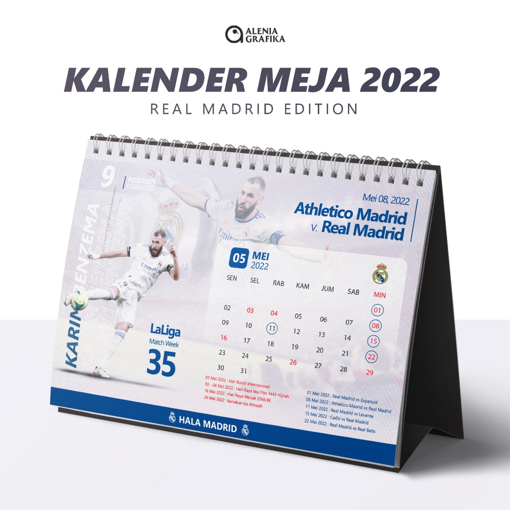 Jual Kalender Meja Duduk Sepakbola 2022 ( Real Madrid Edition )  Indonesia|Shopee Indonesia