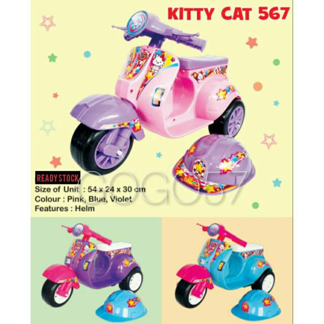 Jual Sg Toys Kitty Cat 567 Mainan Anak Perempuan Motor Vespa Cilik / Vespa Dorong Mini Roda 3 Tiga | Shopee Indonesia
