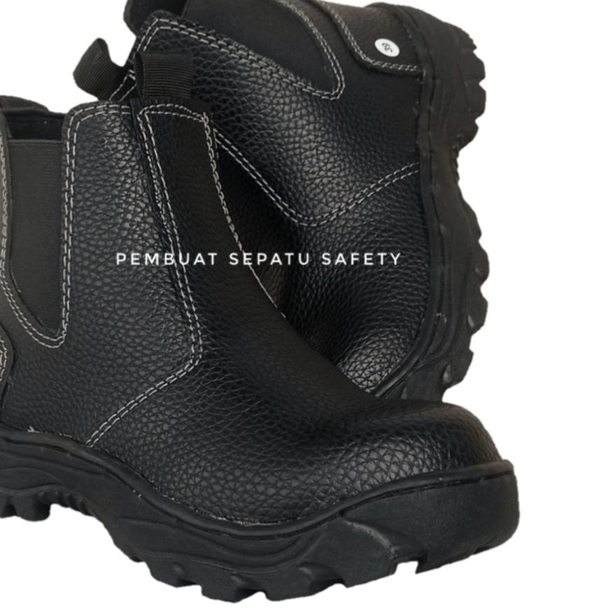 Jual Kekinian Sepatu Safety King Skn Elastis Slip On Hitam Ujung Besi