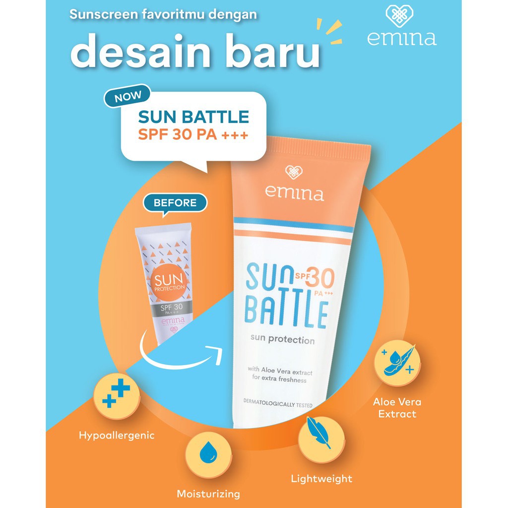Jual Emina Sun Battle / Sunscreen SPF 30 PA +++ ( kemasan baru