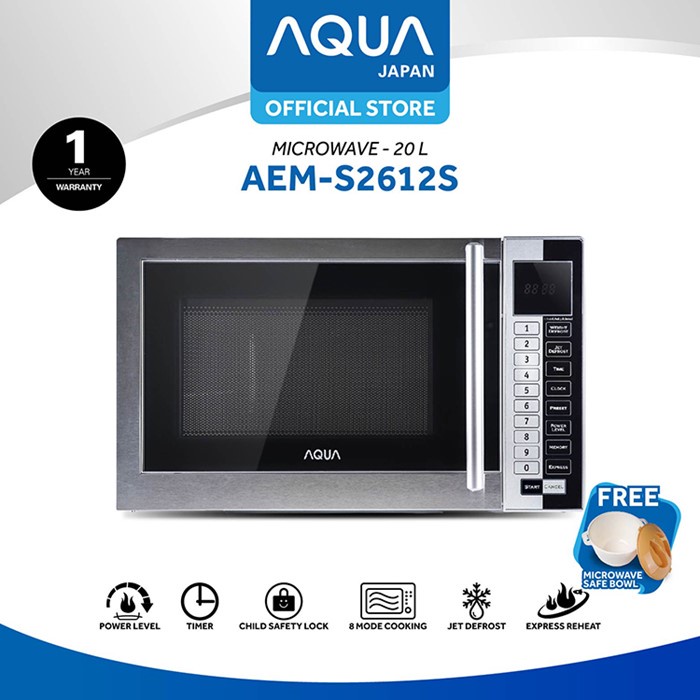 Jual AQUA MICROWAVE AEMS2612S DIGITAL 20 LITER LOW WATT 400W Shopee