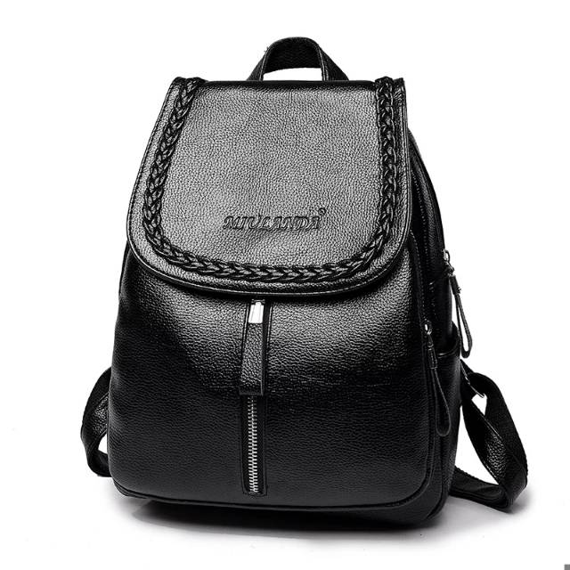 8991 Ransel Kulit Fashion/Ransel Hitam/Ransel Anak Perempuan/Ransel