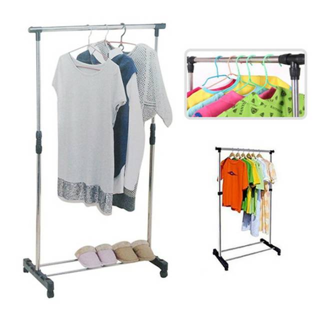 Rak SINGLE ROD RACK Serbaguna Baju Gantungan Laundry Setrikaan Pajangan
