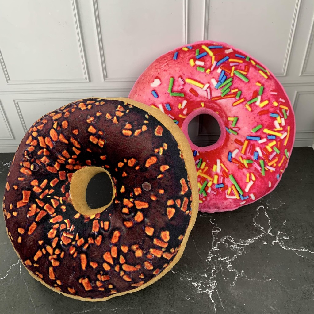 BANTAL ALAS DUDUK DONAT 26CM PINK COKELAT LUCU CUTE LEMBUT BULAT HADIAH