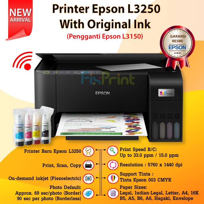 Jual Printer Epson EcoTank L3250 WiFi AllInOne (Print Scan Copy
