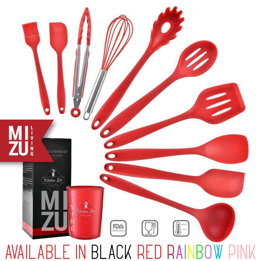 UNDICI 11 in 1 SET + STAND Silicone Kitchen Utensil Set Spatula Cooking