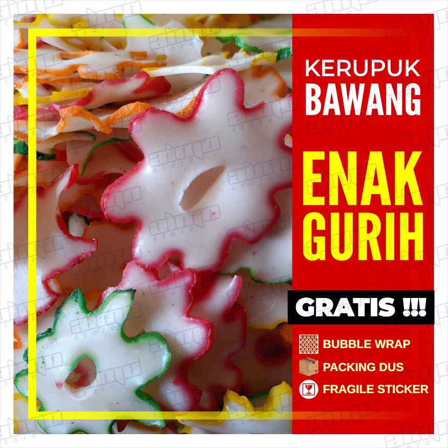 KERUPUK BAWANG BENTUK BUNGA Krupuk TERSANJUNG Mentah Warna Warni Rasa