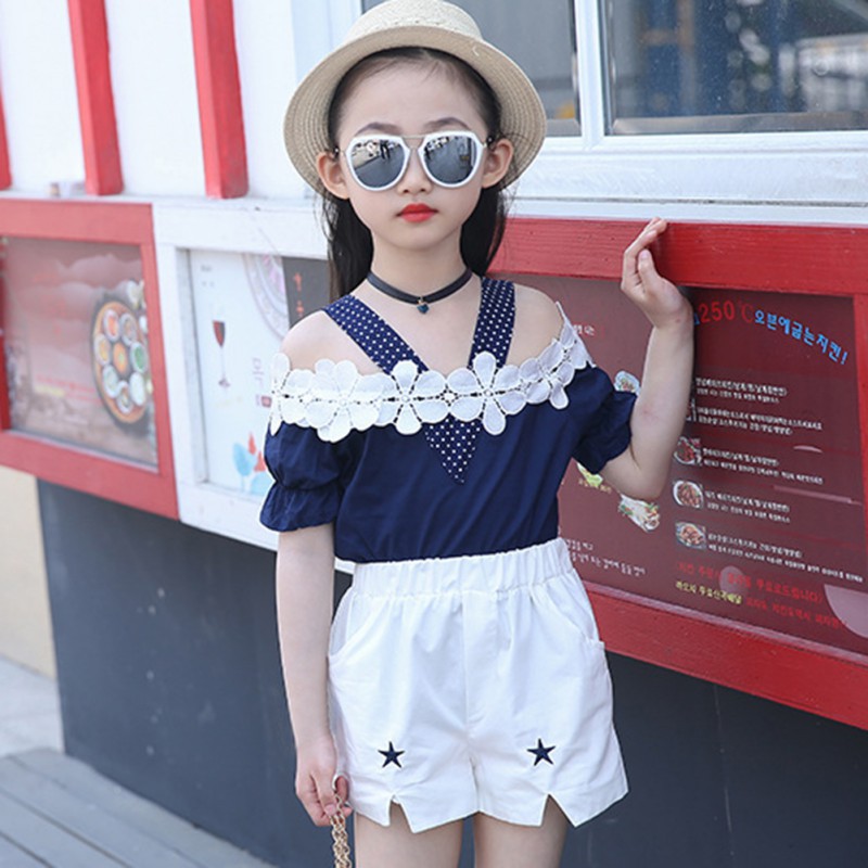 Set 2Pcs Baju Atasan Bahan Lace Warna Putih dan Celana untuk Perempuan Shopee Indonesia