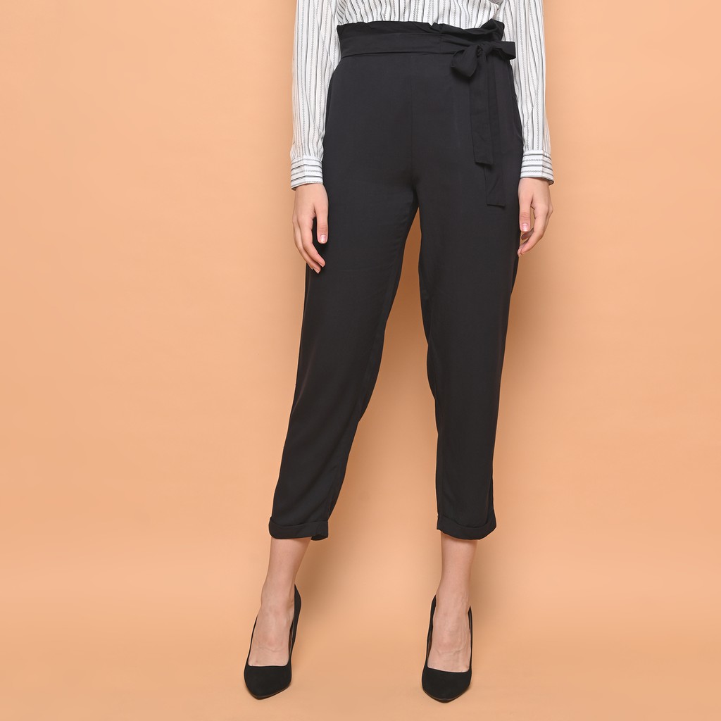 Cammomile Celana panjang bahan Fashion Wanita 031904012 motif daun Shopee Indonesia