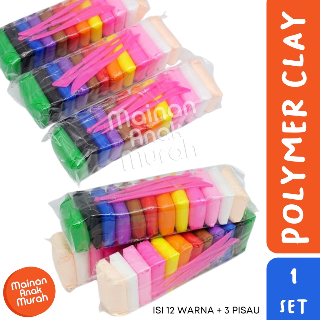Jual Mainan Edukasi Polymer Clay Dough / Soft Clay Warna Warni / Super Light Clay 12 Pcs | Shopee Indonesia