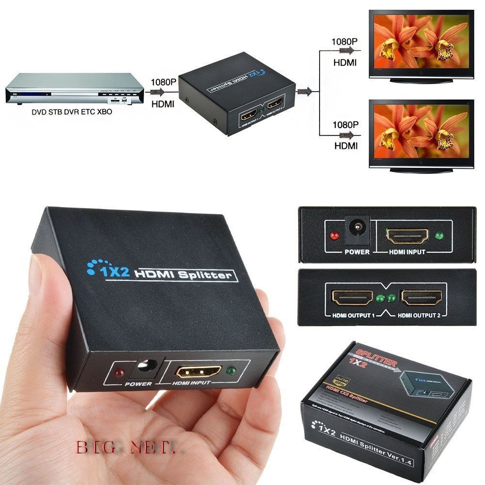 Jual Hdtv Splitter 2 Ports Converter (1 Input To 2 Output)/ Hdmi
