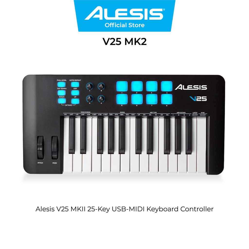 Jual Alesis V25 Mkii 25-Key Usb-Midi Keyboard Controller | Shopee Indonesia