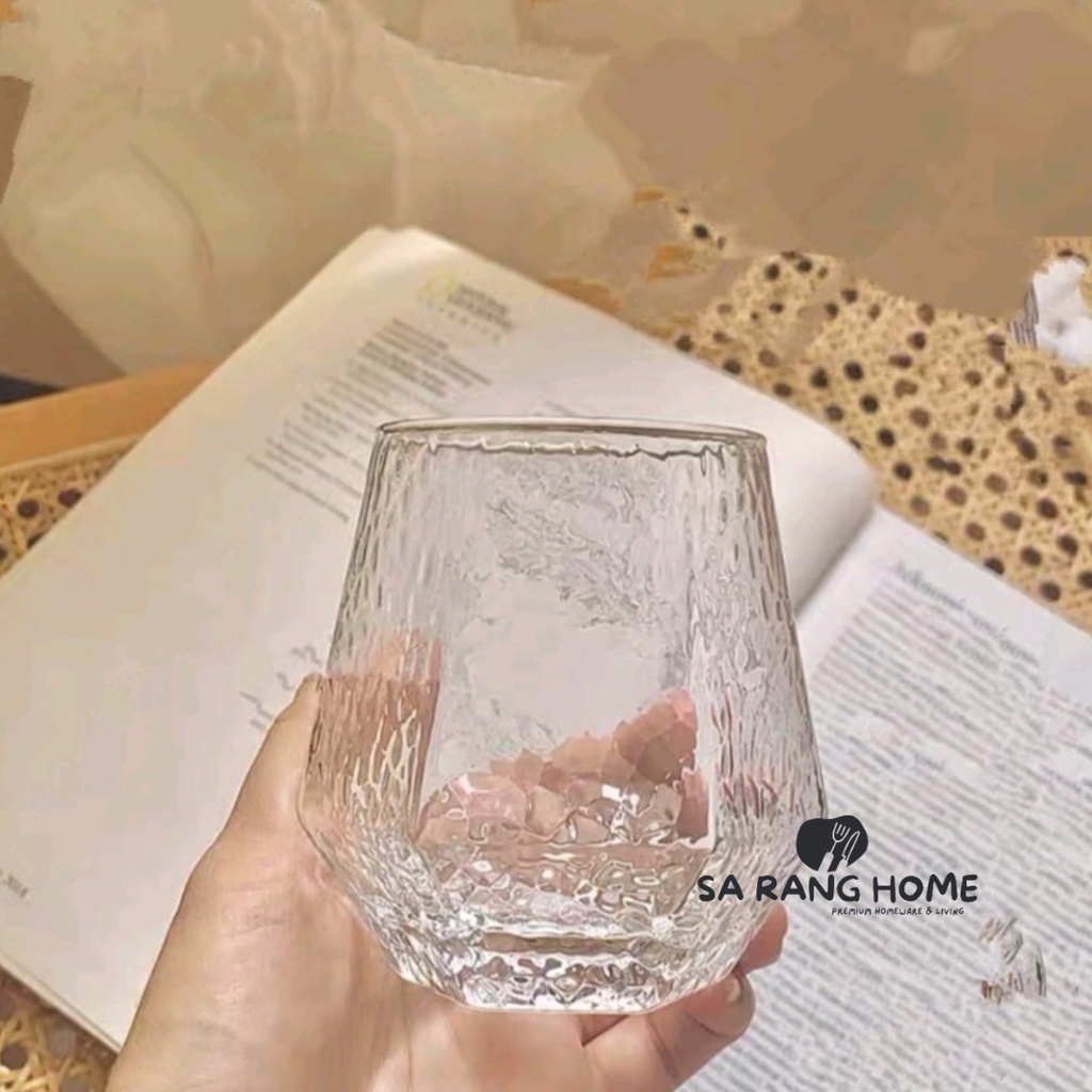 Jual Textured Prism Drinking Glass / Korean Aesthetic Drinking Glass