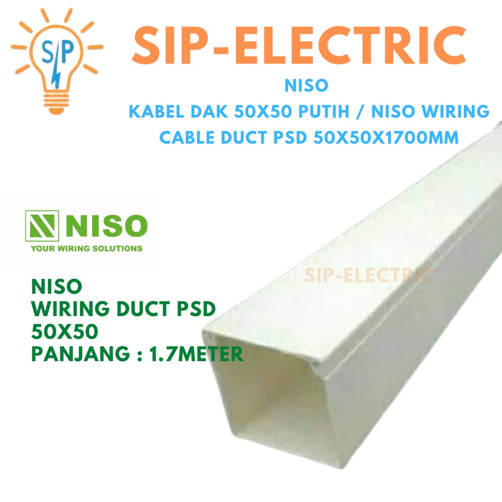 Jual NISO KABEL DAK 50X50 PUTIH / NISO WIRING CABLE DUCT PSD 50X50X1.7