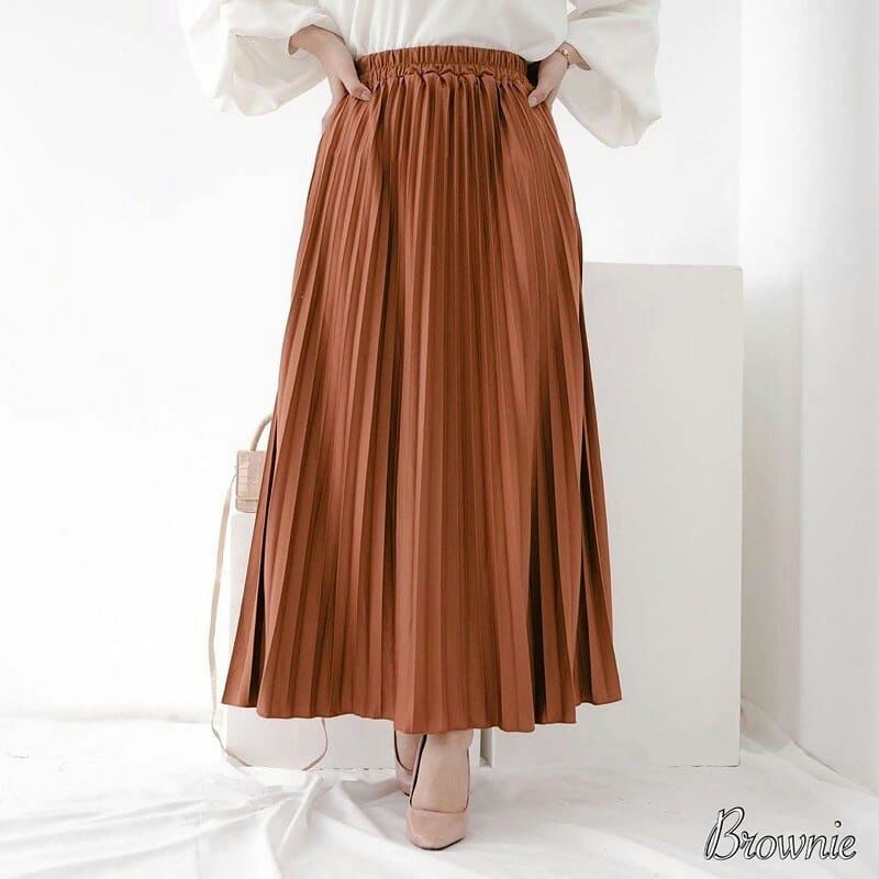 Jual Pleated Skirt - Ootd Rok Plisket Panjang Warna Coklat Brownie / Coklat Manis. Super Premium Hq Tebal Halus Mayung | Shopee Indonesia