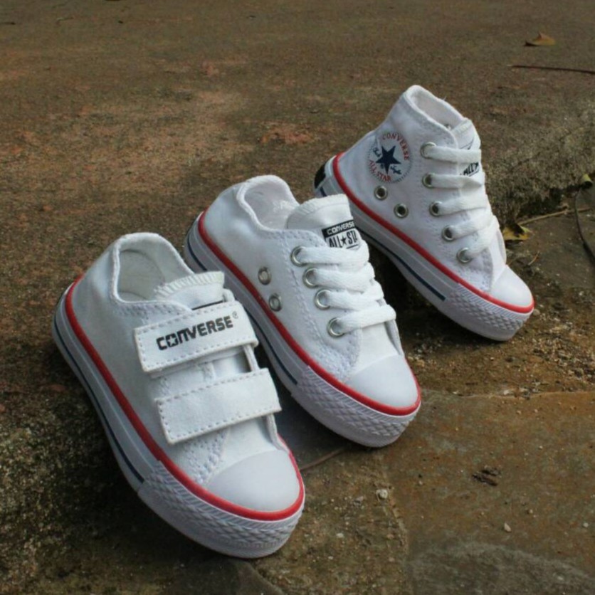 Jual SEPATU ANAK CONVERSE PUTIH GARIS MERAH BIRU/ CONVERSE KIDS AMERIKA
