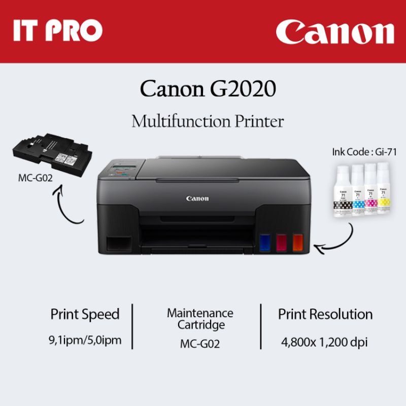 Jual CANON PRIXMA G2020 PRINTER INK EFFICIENT PRINT SCAN COPY Shopee