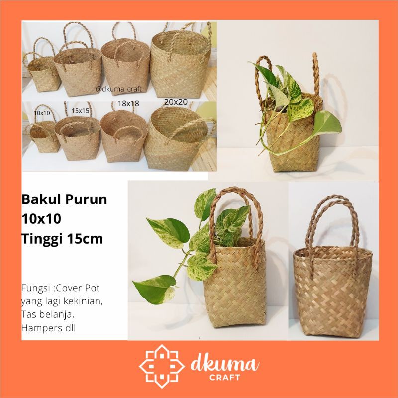 Bakul purun, anyaman purun, cover pot, tas, keranjang serbaguna
