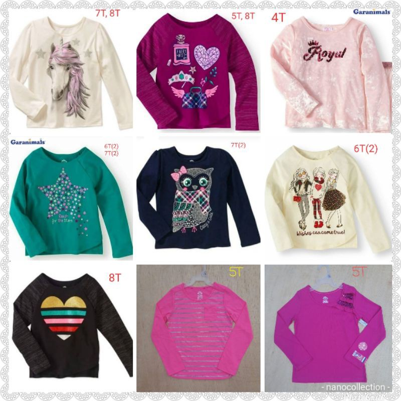 Kaos Lengan Panjang Anak Perempuan Branded Garanimals size 48 Tahun