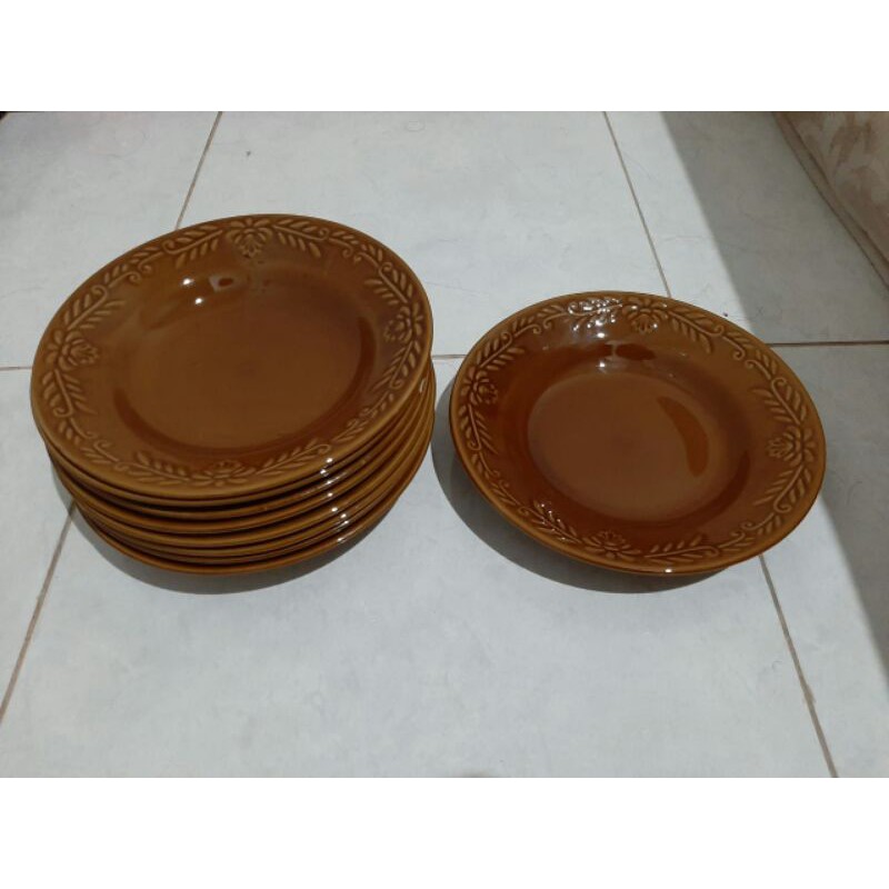 Jual Piring Cantik Warna Coklat | Shopee Indonesia