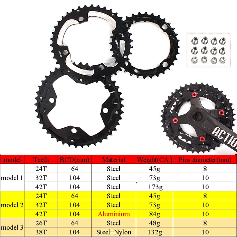 Jual Crankset Speed 2/3X10S Bcd 104/63Mm Ukuran 24/26/32/38/42T Untuk Aksesoris Sepeda Mtb | Shopee Indonesia