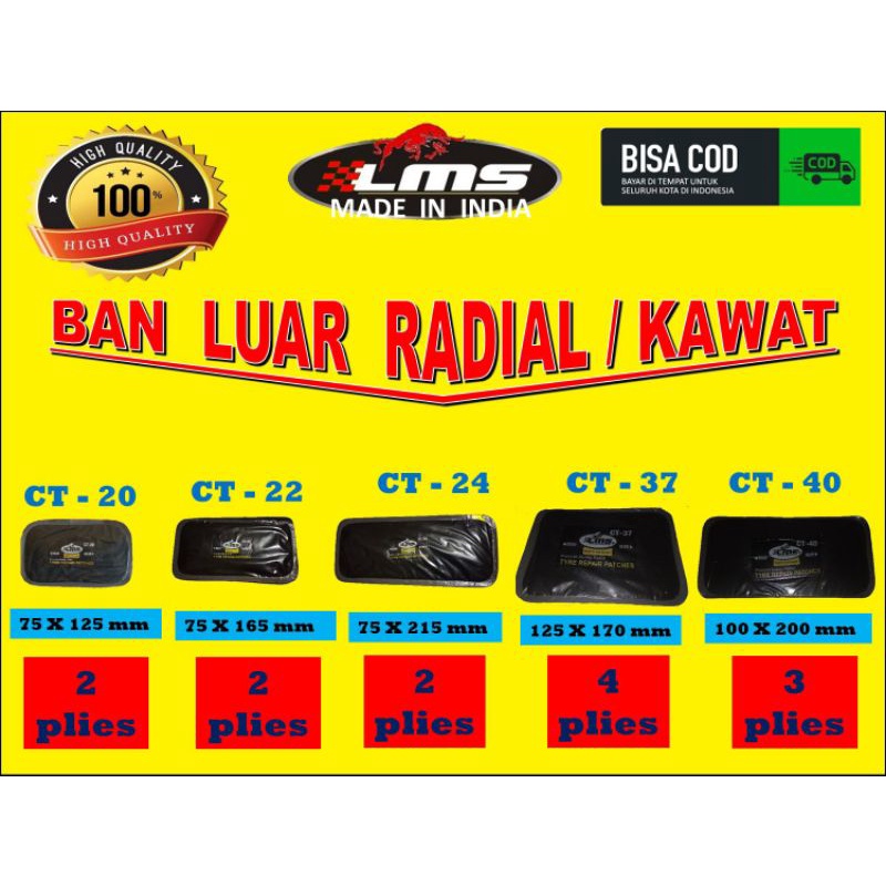 Jual karet tubles tip top LMS patch tiptop the Bestpatch sistim dingin