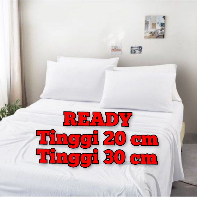 Jual SPREI PUTIH POLOS 180X200 160X200 TINGGI 20cm Dan 30cm SPREI HOMEMADE 180X200 SEPRAI PUTIH