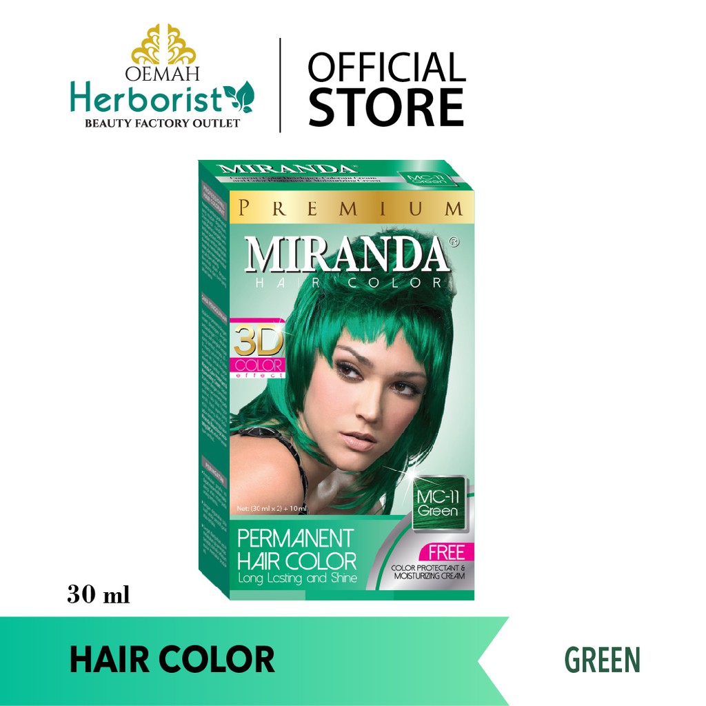 Miranda Hair Color (Cat Rambut Permanen) MC11 Green 30ml Shopee Indonesia