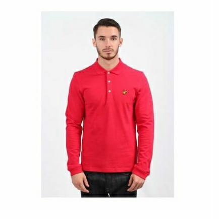 Jual Lyle & Scott Long Sleeve Polo Shirt Red | Shopee Indonesia