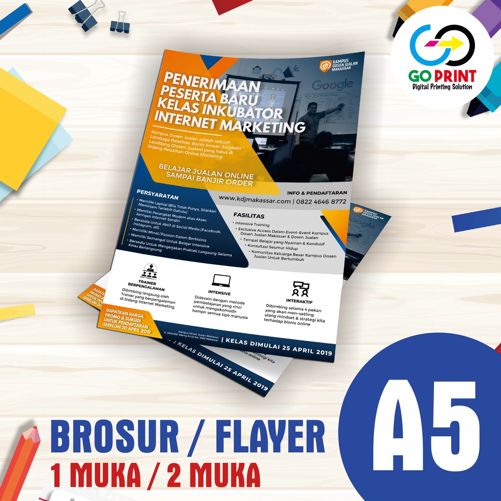 Jual Cetak Brosur A5 / Cetak Flyer / Leaflet Art Paper 150 Gram (min