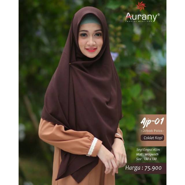 Jual Jilbab Hijab Aurany Polos Ajp 01 Coklat Kopi Tua Navy Abu | Shopee Indonesia