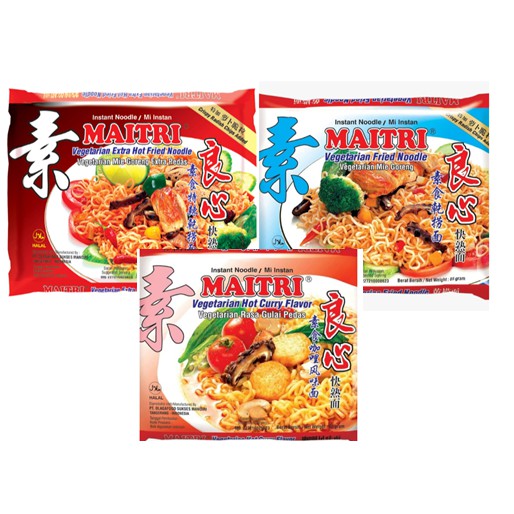 Maitri Mie Instant Vegetarian Rasa Gulai / Goreng Spesial / Goreng