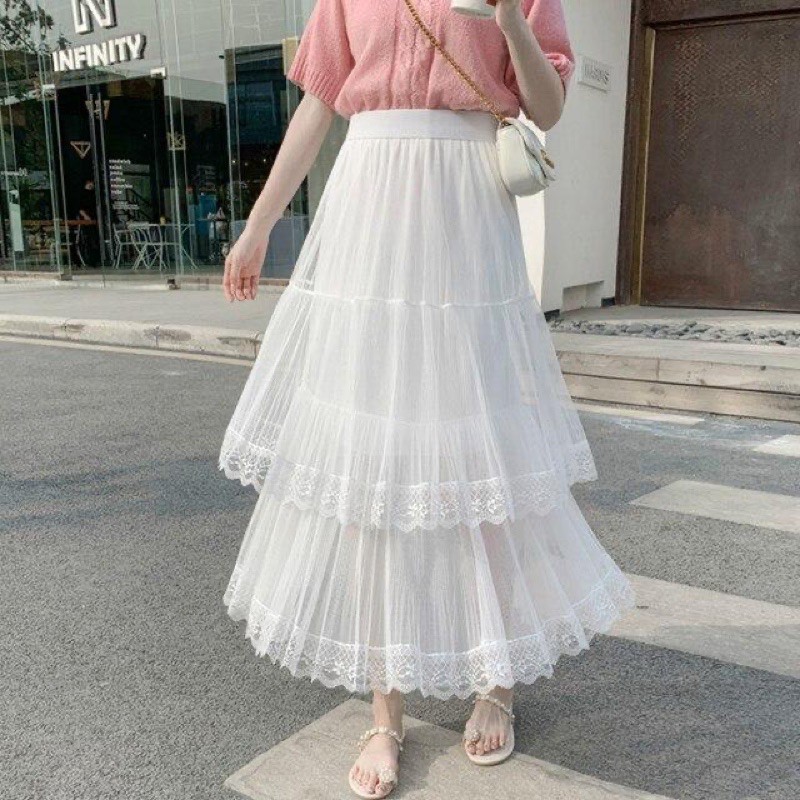 Rok Tutu Renda Tingkat Panjang / Tutu Maxi Skirt Import Katlyn Shop Shopee Indonesia