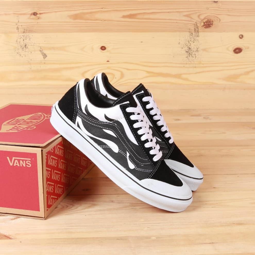 Sepatu Vans OldSkool Style 36 SF Flame Black Waffle DT Premium BNIB