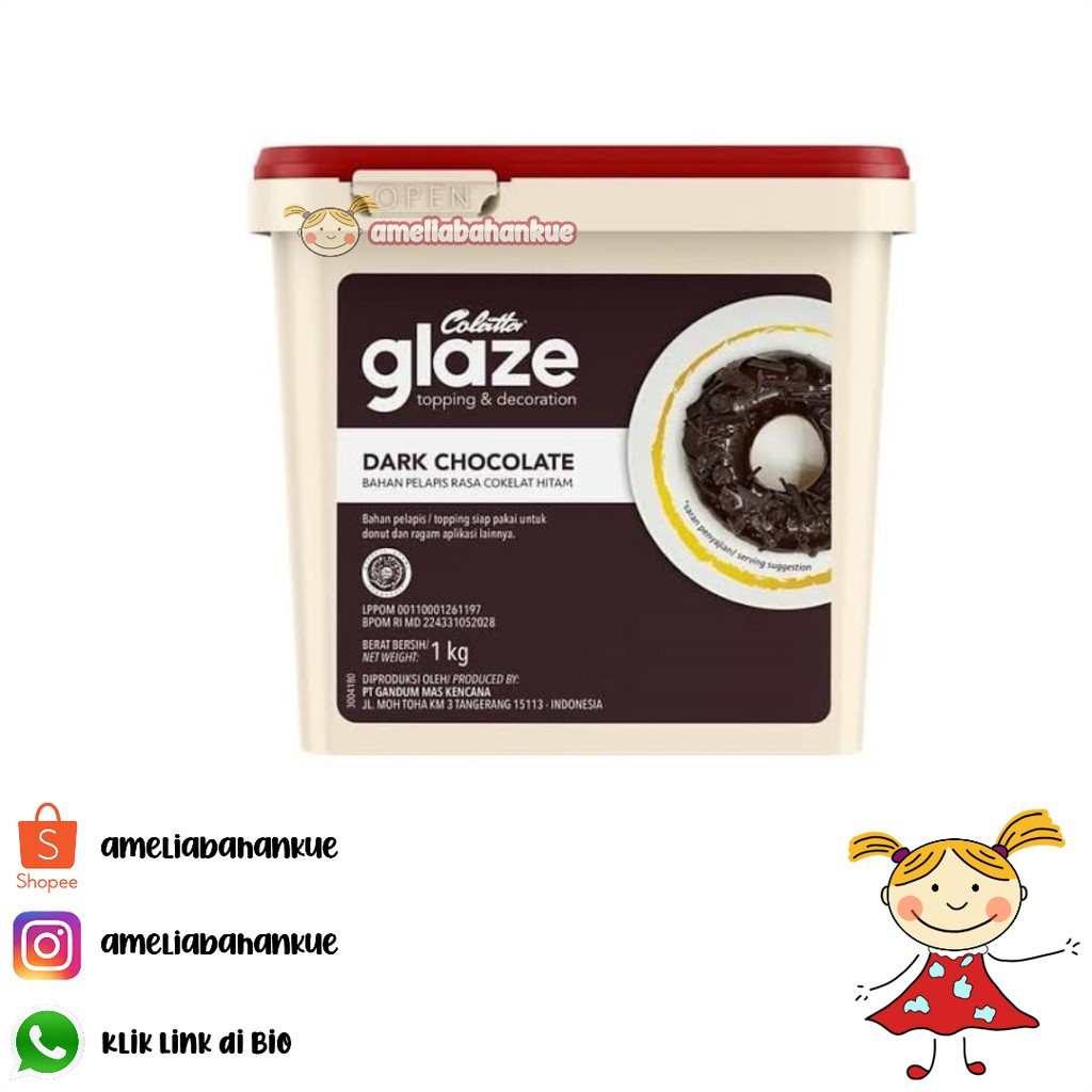 COLATTA GLAZE DARK CHOCOLATE 1KG PELAPIS RASA COKELAT DONAT TOPPING