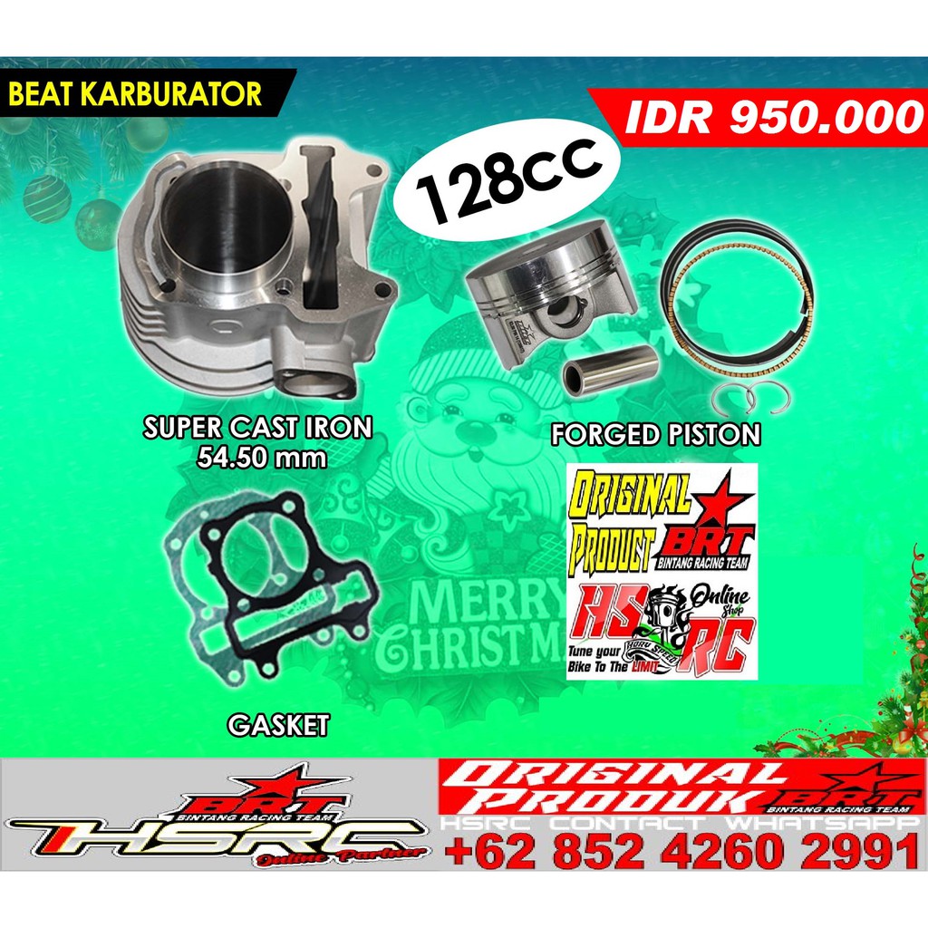 Jual Paket Blok Cylinder BRT Bore Up 130 BEAT Karbu Scoopy Karburator