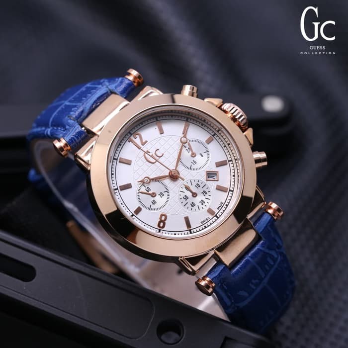 Jam Tangan Wanita GC Date Tanggal Kulit Guess Collection