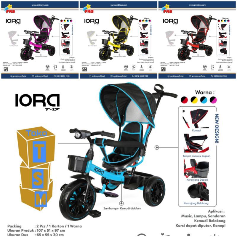 Sepeda Roda Tiga PMB IORA T17 model Trike Stroller Shopee Indonesia