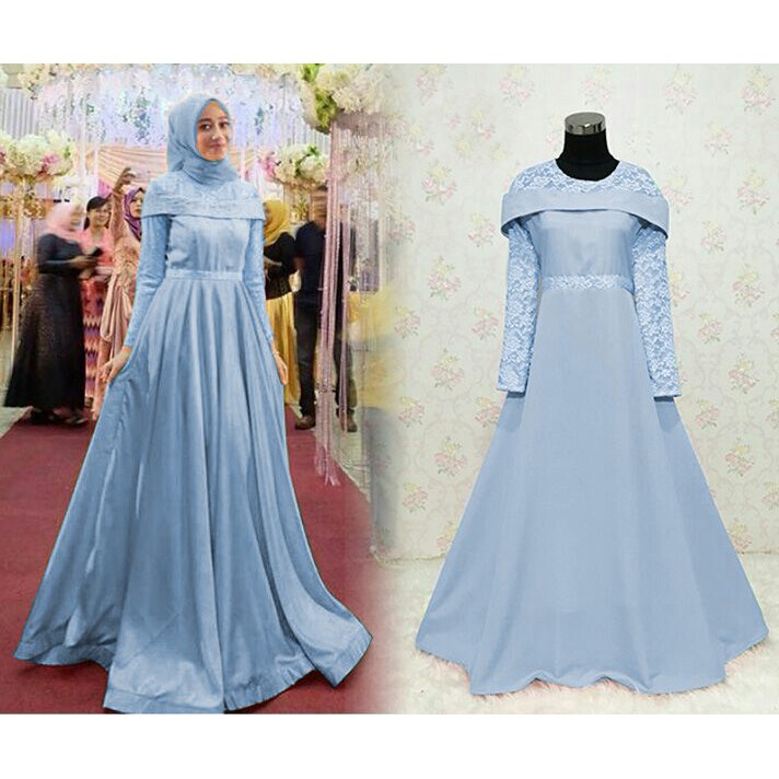 Gambar Baju Gamis Warna Biru Dongker Gambar Putih