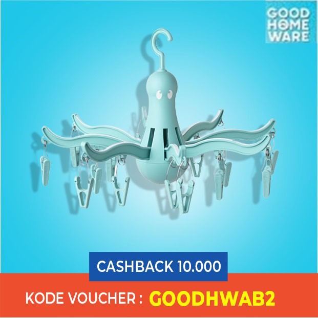 Jemuran baju atau hanger untuk menggantungkan baju dgn 16 penjepit baju